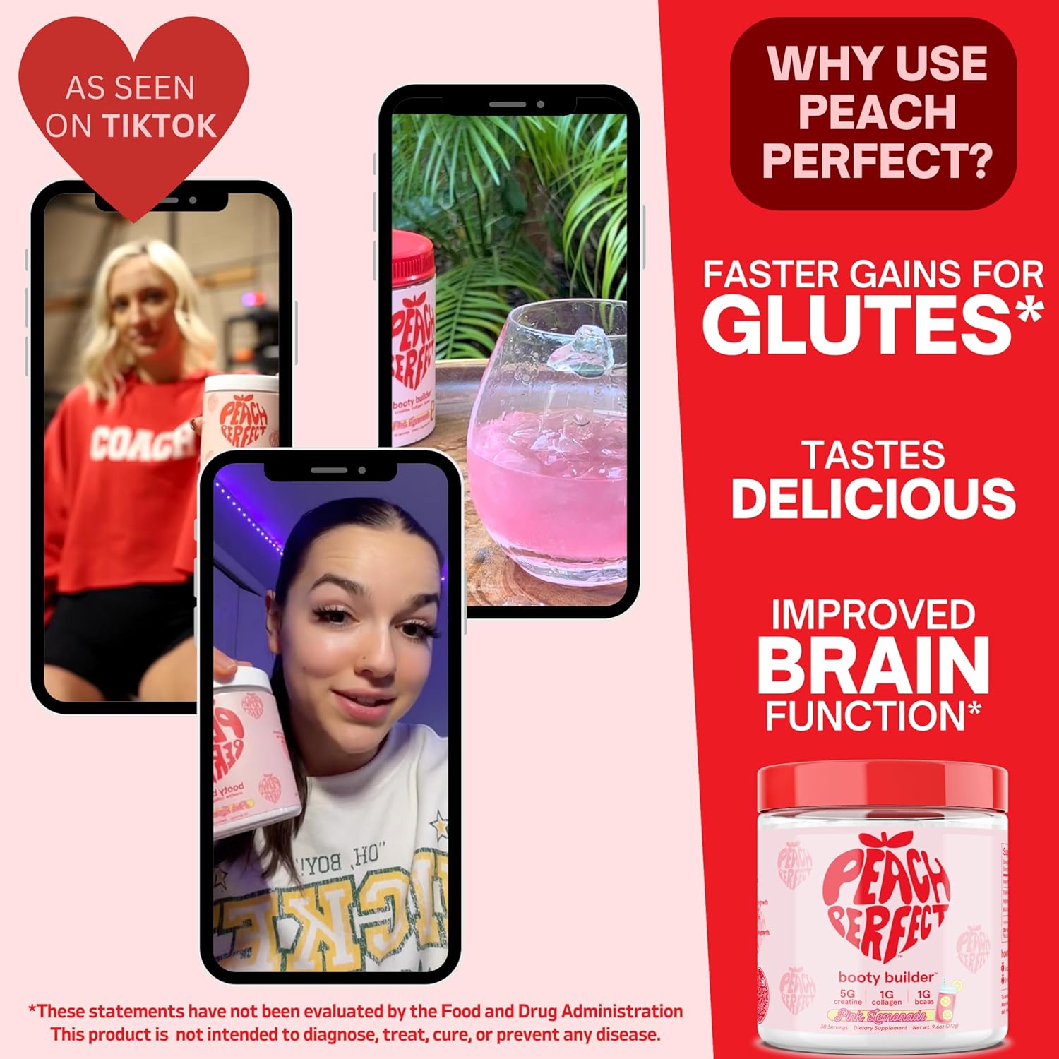 Creatine for Women Booty Gain, Muscle Builder, Energy Boost, Pink Lemonade, Cognition Aid - Image 2