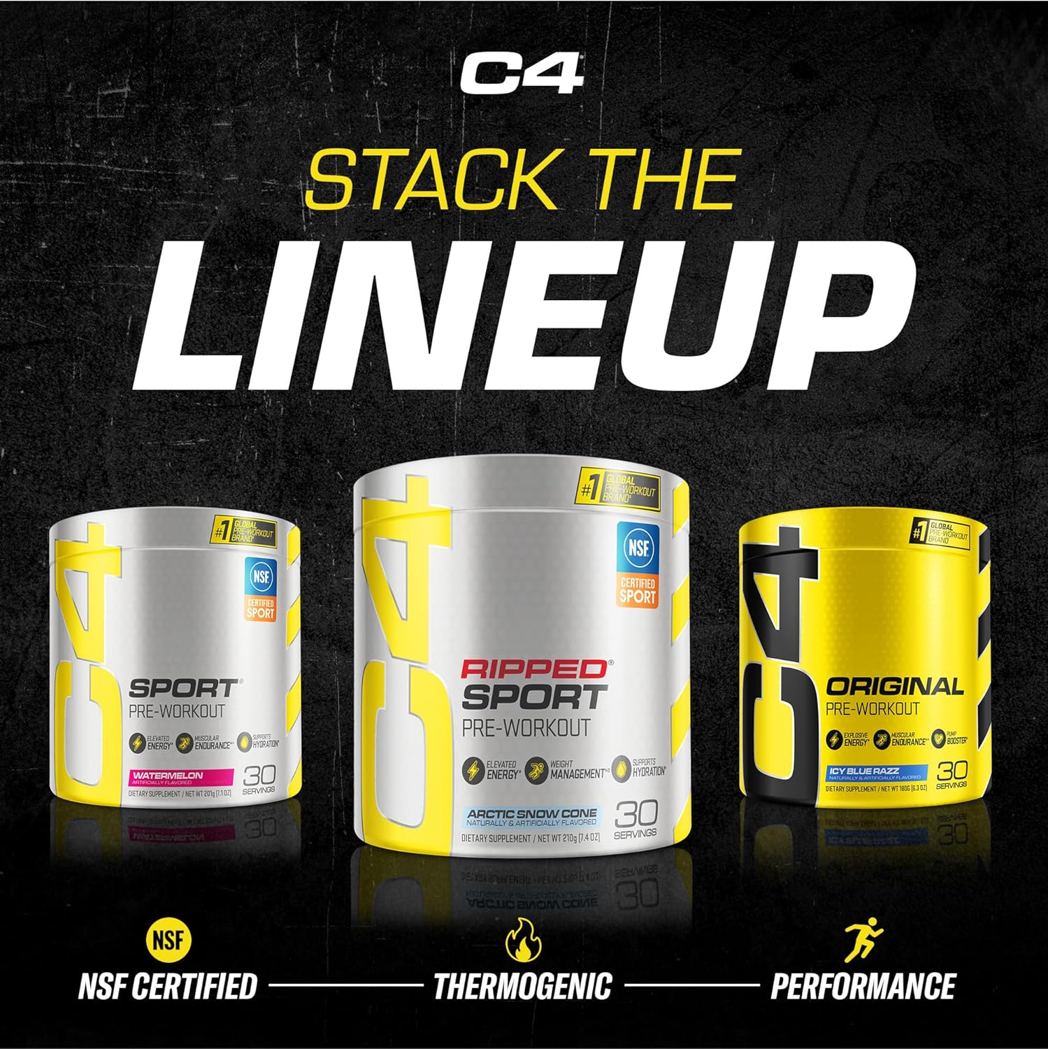 C4 Ripped Sport Pre Workout Powder Arctic Snow Cone Fat Burner - Image 3