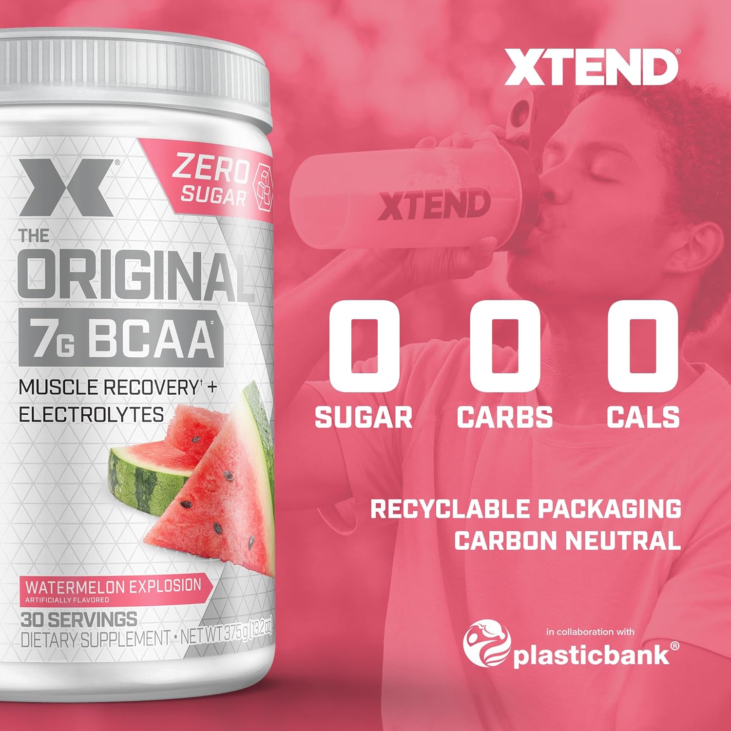 XTEND Original BCAA Powder Watermelon Explosion - Sugar Free Post Workout Muscle Recovery - Image 3