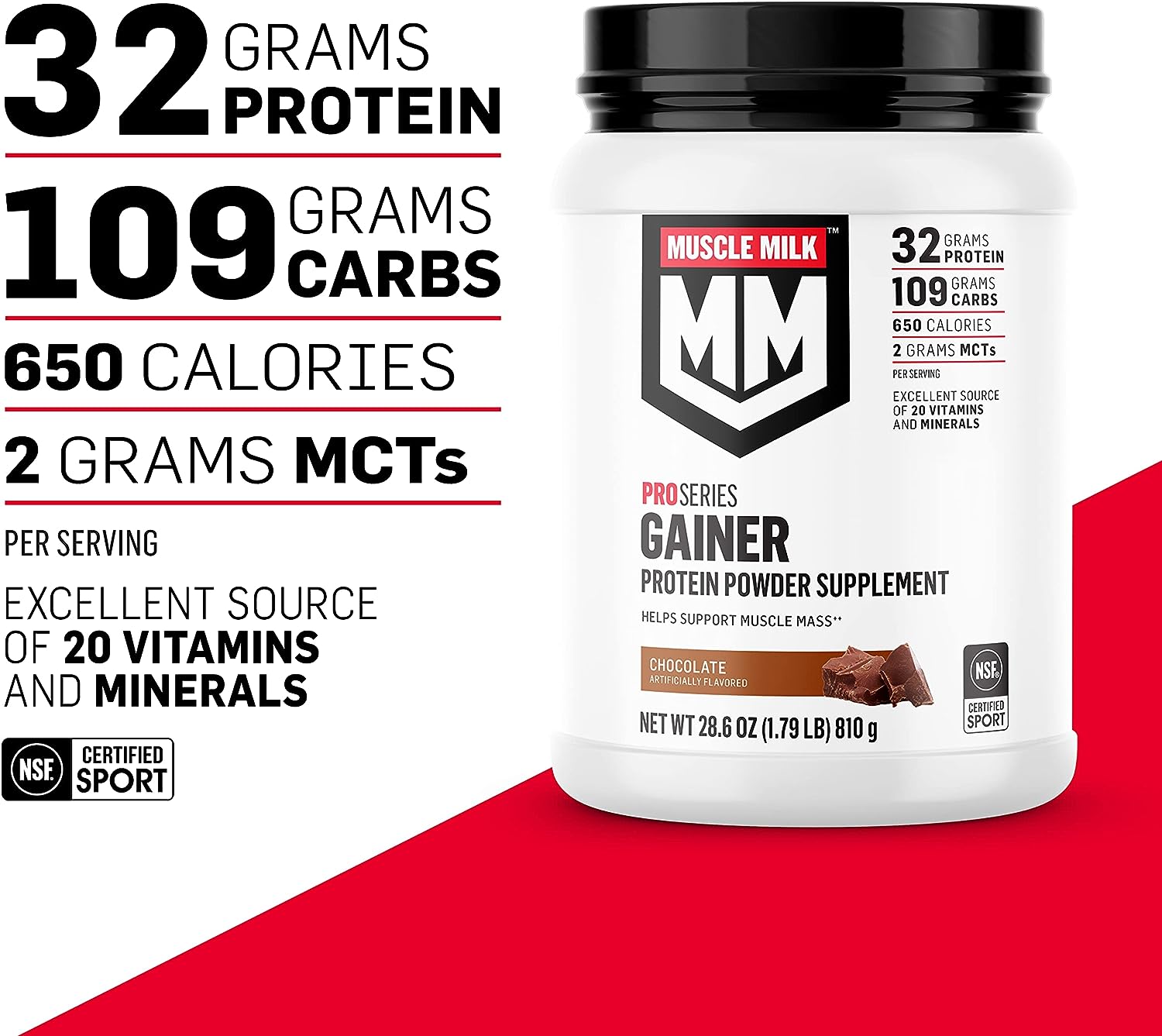 Muscle Milk Gainer Protein Powder, Vanilla Creme - Image 2